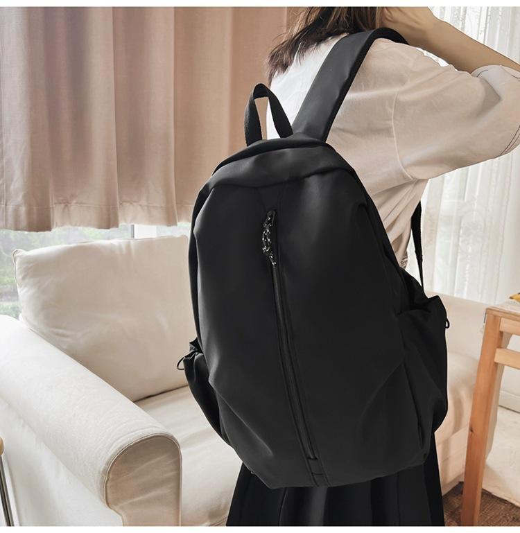 Schoolbag Female Junior High School Students High School Student Backpack Large Capacity Solid Color Backpack