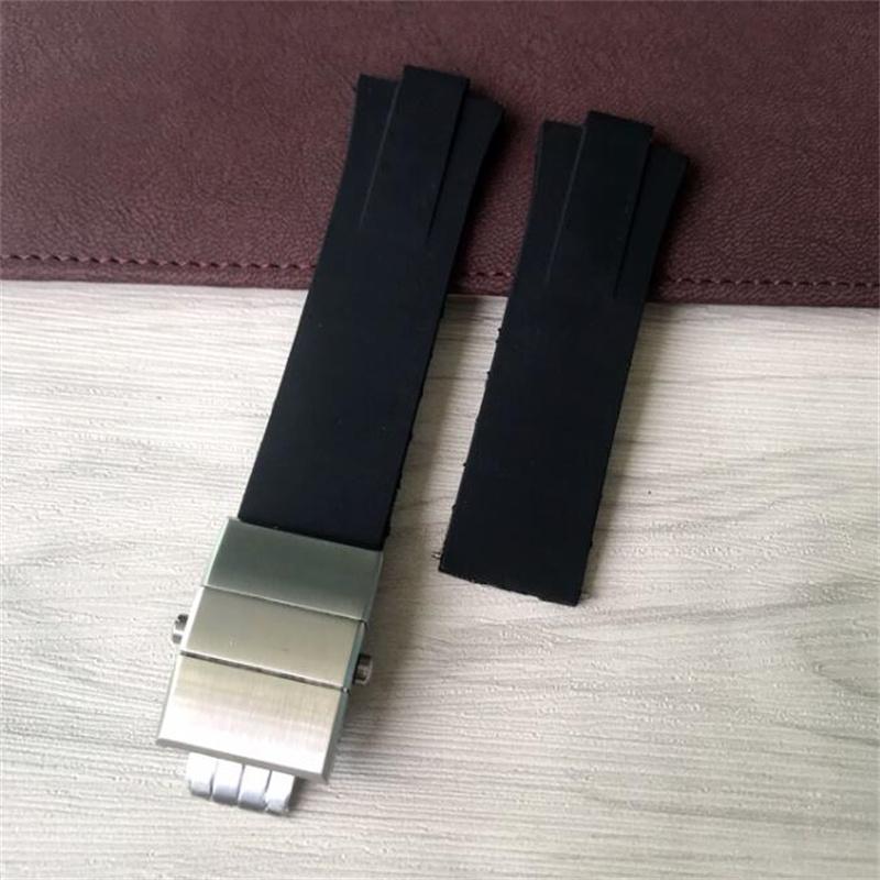 Classci Men's Convex Mouth Silicone Rubber Watchband 24x11mm Black Waterproof Resin Strap Fit For ORIs AQuis 733 Watch Stock