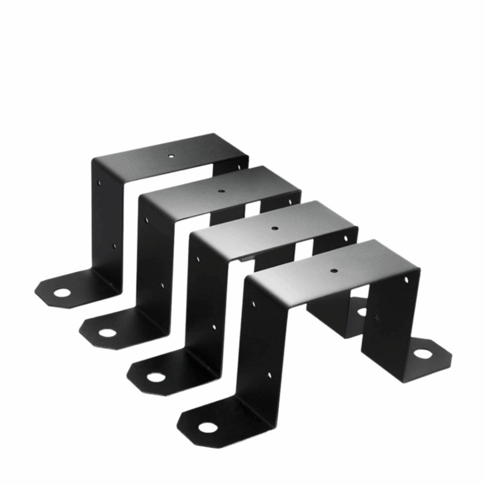 

4pcs Heavy Duty Strap Post Ties Black Corrosion Resistant Deck Fence Bracket Sturdy Construction U-Shaped Design 8 inch чорний