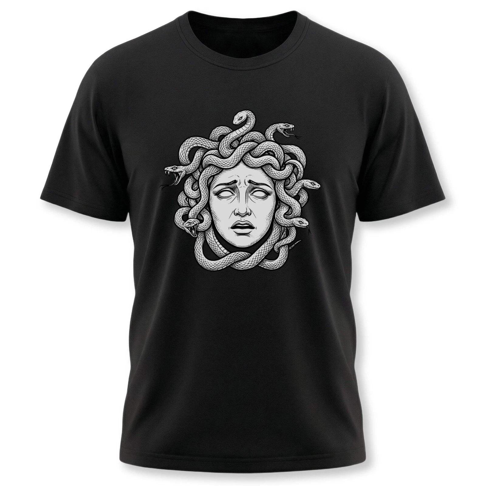 Distressed Medusa T-Shirt | Greek Mythology Gorgon Head Snake Hair Tee XS
