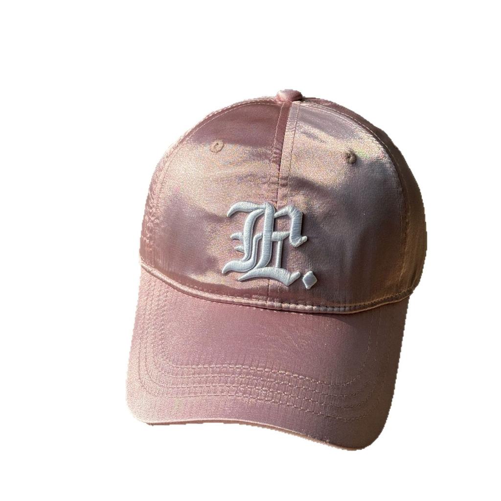 Korean Fashion Simple And Versatile Embroidery Satin Curved Brim Adjustable Sunshade Peaked Cap Baseball Cap Couple Tide