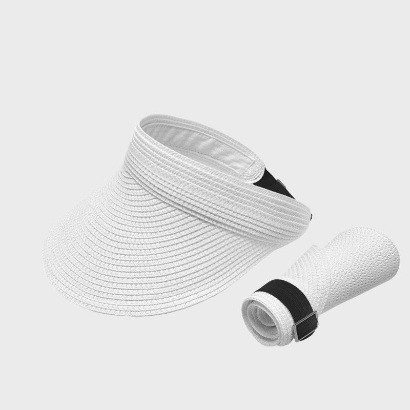 Straw Sunscreen Hat Women's Summer Vacation Empty Top Straw Hat Rollable Large Brim Uv Protection Sunshade Hat