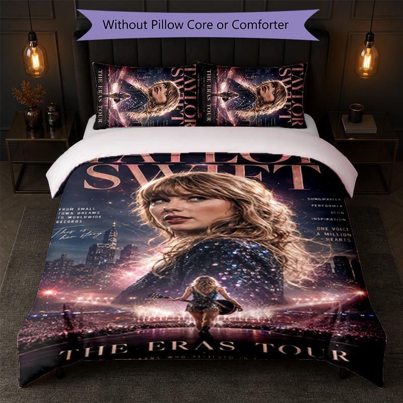 Set Copripiumino 3 Pezzi Stampa Taylor Swift 1 Copripiumino e 2 Federe Biancheria da Letto Morbida per Camera da Letto Domestica