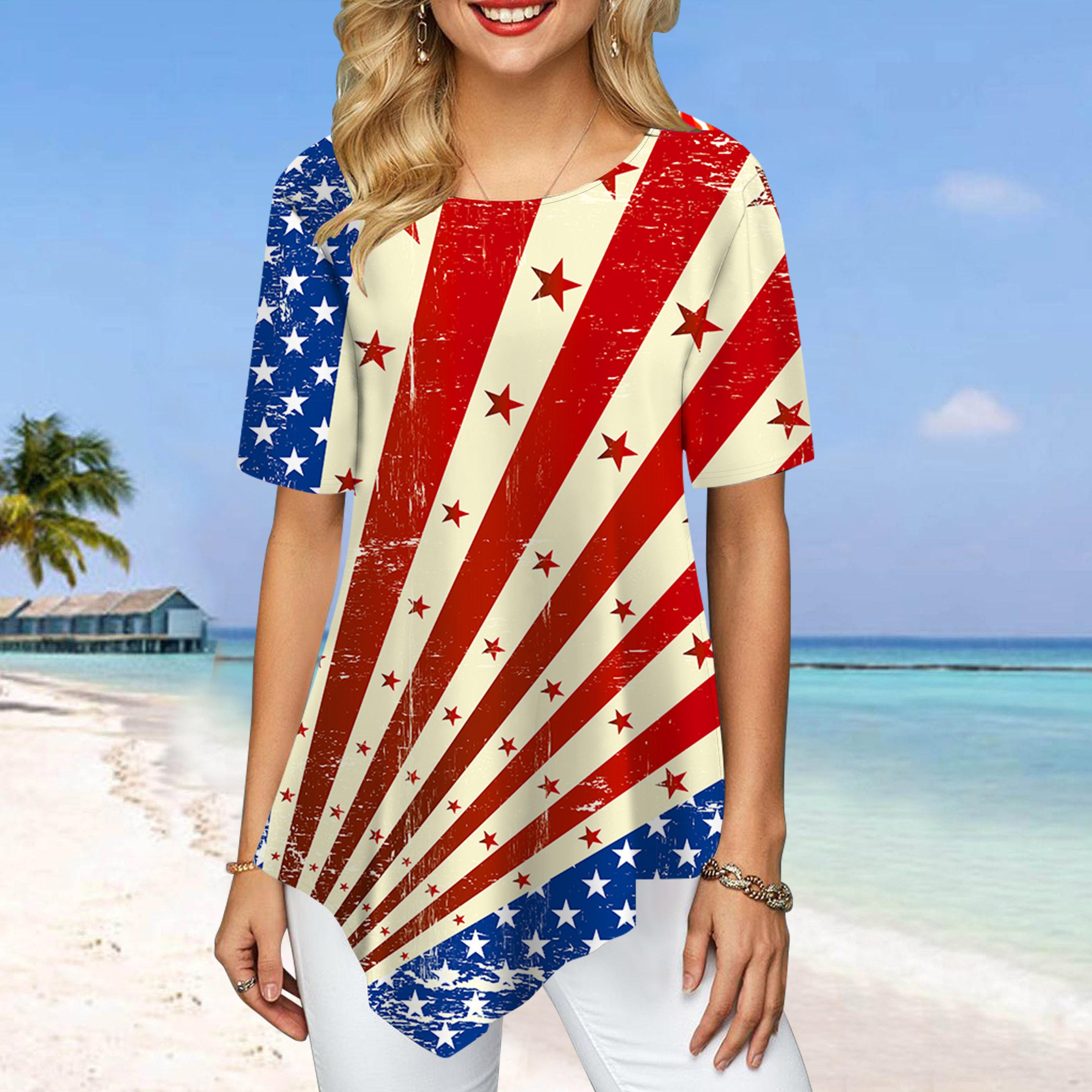 

Женские футболки больших размеров, синие свободные повседневные топы с камуфляжным принтом звезд, женская нерегулярная летняя одежда 8XL красный