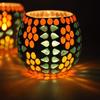 Set of 8 Mosaic Glass Votives Tealight Candle Holders for Side or Centre Table Dining Room Home Decoration and Gift
