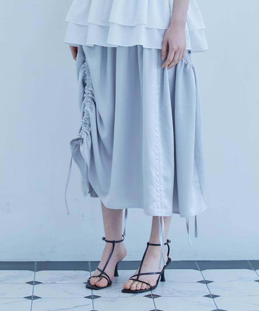 Telelu Side Ruffle Flare Skirt Gray