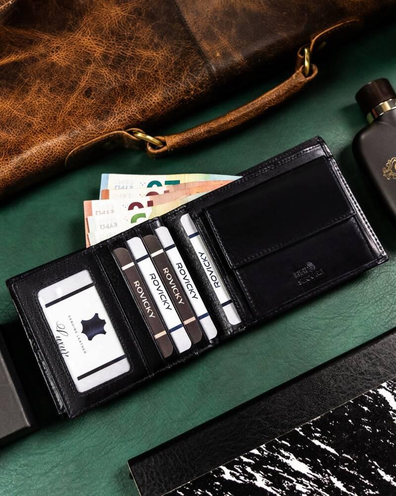 Large men's leather wallet without clasp - Rovicky