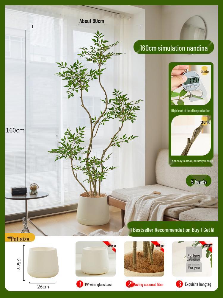 Nandina Bionics Artificial Tree: Elegant Indoor Decor, Large Potted Floor Plant