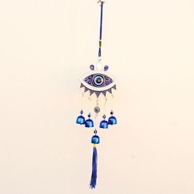 Flower Plate Evil Eyes WindBell Wall Decor Hanging Ornament Feng Shui Hanging Bell Metal Lucky Turkish Blue Eye Wind Chime