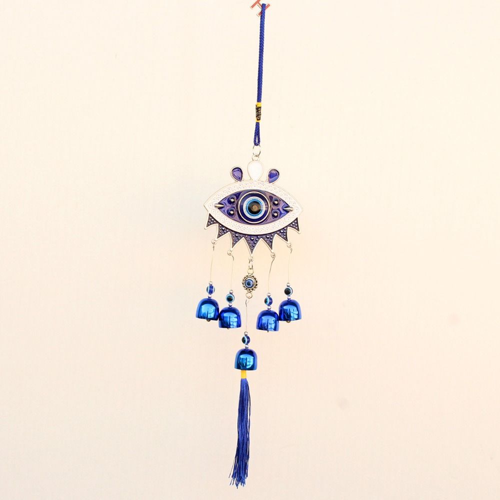 Wall Decor Feng Shui Hanging Bell Flower Plate Blue Eye Wind Chime  Courtyard Decoration