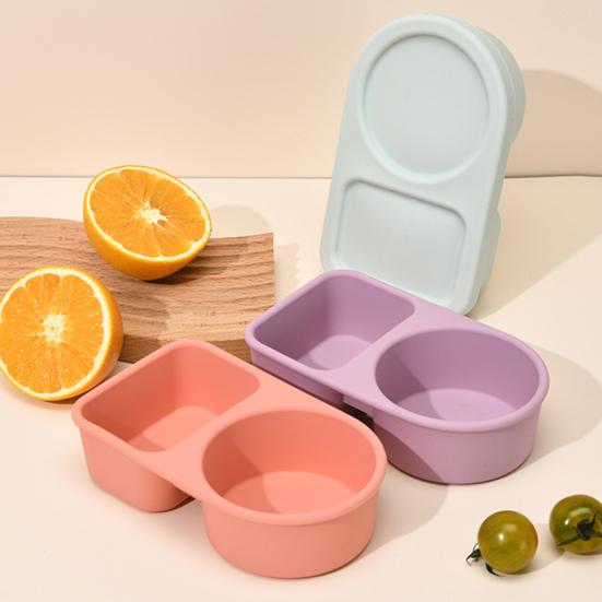 Gewürzbox aus lebensmittelechtem Silikon, 360° auslaufsicher, zwei Fächer, mikrowellengeeignet, gekühlte Aufbewahrungsbox