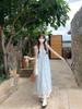 French First Love Blue Suspender Dress Women's Summer New Japanese Literary and Artistic Lazy Style Long Dress Slack