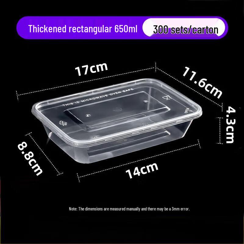 Disposable Rectangular Plastic Takeaway Boxes with Lids
