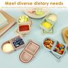 4Pcs Silicone Snack Container Portable Double Compartment Sauce Box Leakproof Stackable Dressing Food Storage Box for Outdoor