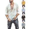 Camicia Casual da Uomo in Cotone e Lino a Manica Corta con Scollo a V e Laccio T-shirt Bohemian Vintage Top Estivo da Spiaggia