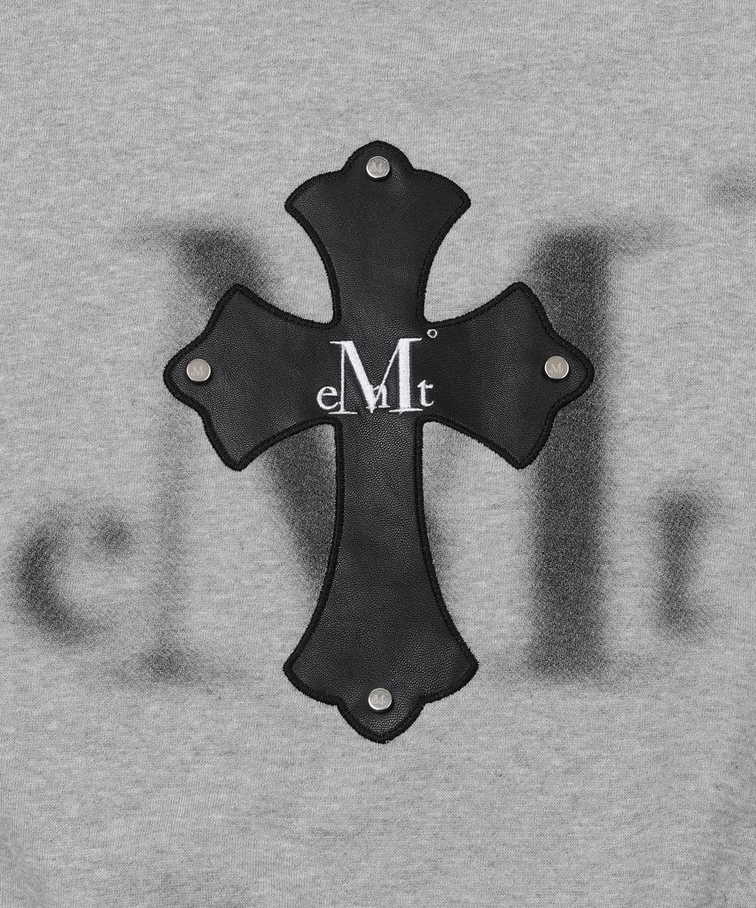 MUCENT Monique Blur Logo Cross Leather Patch Sweatshirt Unisex (2 Colors)