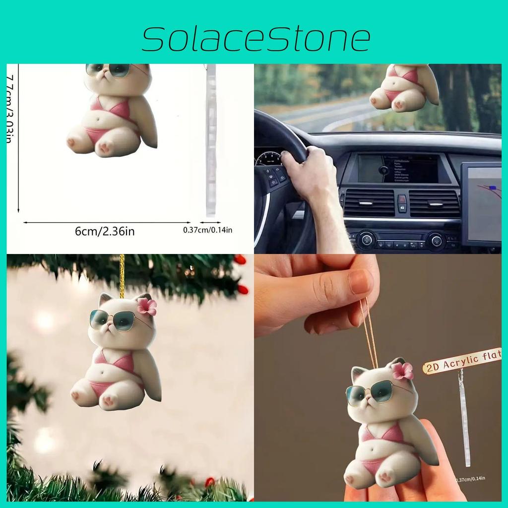 Stylish Acrylic Cat Bikini Car Pendant Unique Home Decor Accessory For Vehicles