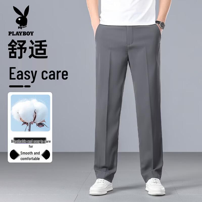 

Playboy Men s High-Elastic Straight Fit Casual Pants 40