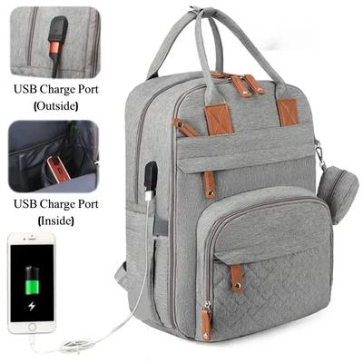 Windeltasche Rucksack Baby Essentials Reise-Tote Multifunktion Wasserdicht mit Wickelstation Wickelunterlage Kinderwagen-Gurte Groß für Mama