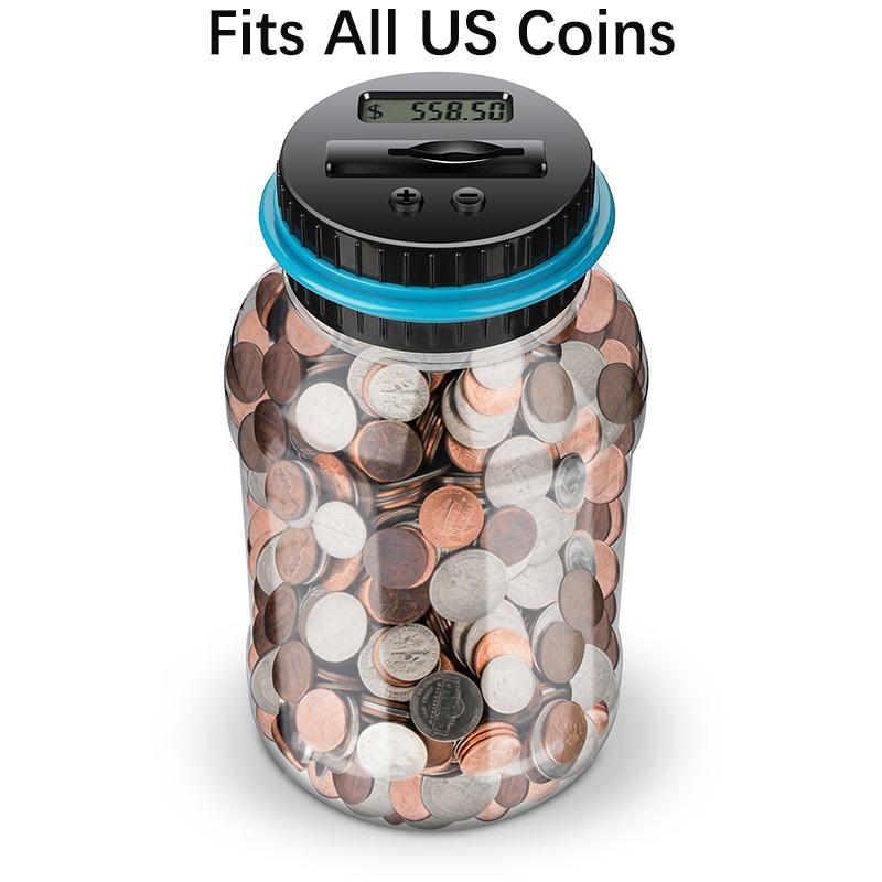 Coin Piggy Bank Saving Jar, Coin Counter with LCD Display Large Capacity Money Saving Box for All US Coins