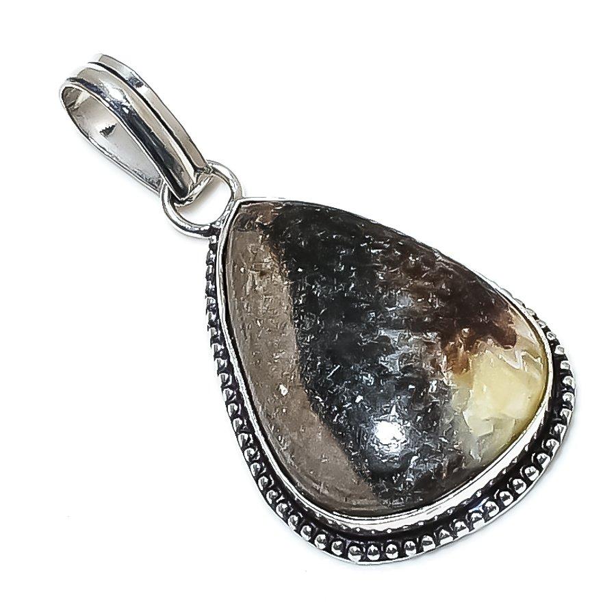 Septarian Stone Gemstone Handmade 925 Sterling Silver Jewelry Pendant 1.81" SU-6889