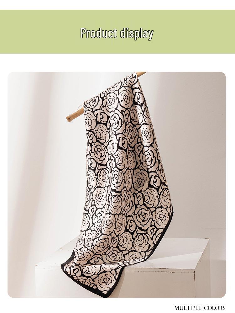 Camellia Print Mulberry Silk Square Scarf - Elegant Luxury Women's Accessory