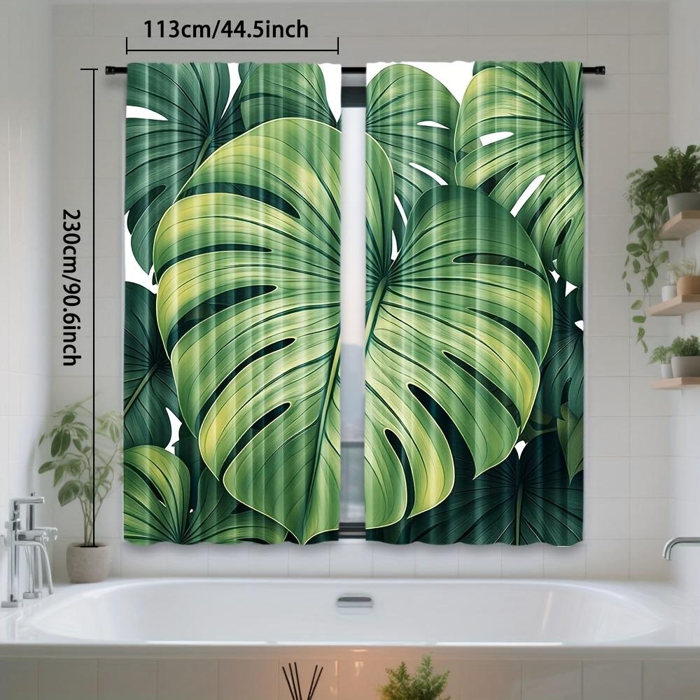 2pcs Tropical Leaf Pattern Curtains - Polyester   Light Filtering Rod Pocket Design for Living Room   Bedroom   Office - Artistic H