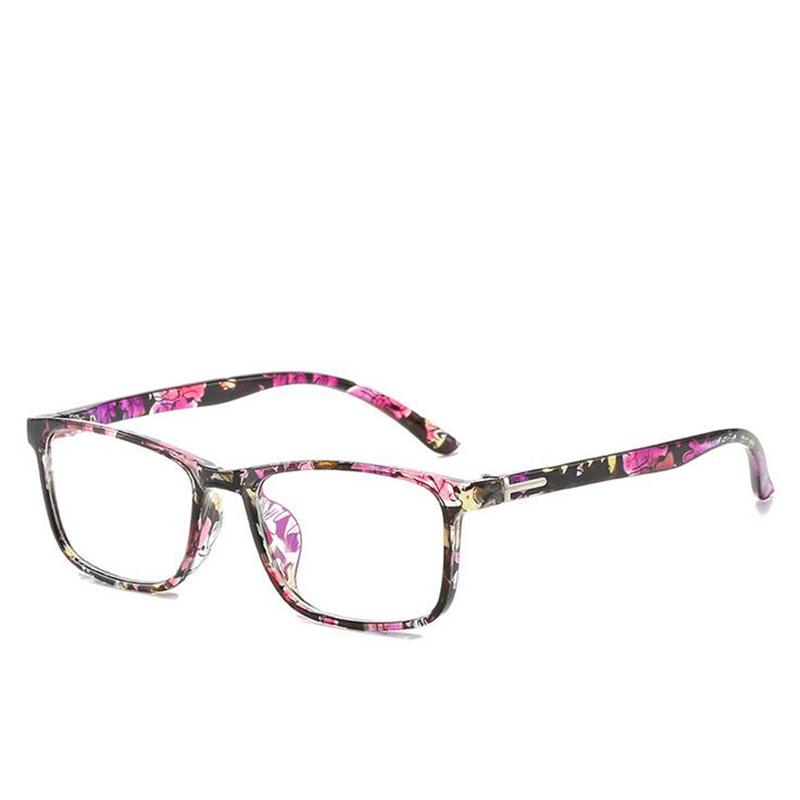 Square Flower Frame Myopia Glasses Unisex Ultralight Clear Mirror Prescription 0 To -6 Nearsighted Eyewear