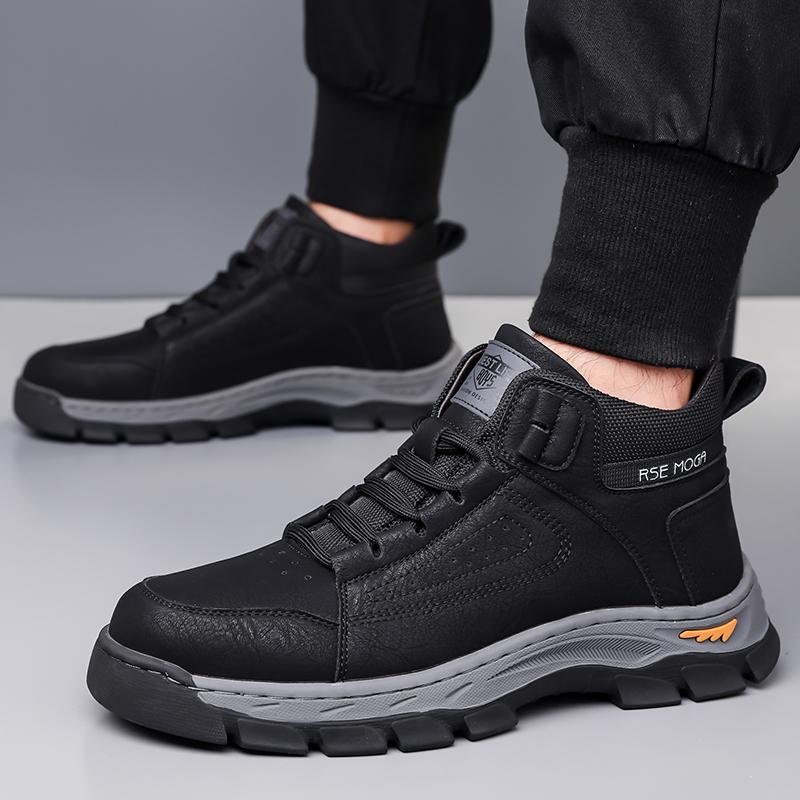 Fashion New Men's Winter Thermal Boots Fur Lined Ankle High Top Boots Warm Anti Slip Outdoor Snow Shoes for Men Classic Lace Up Boots