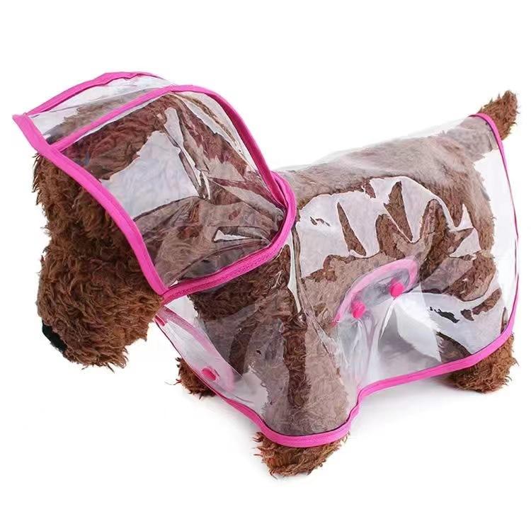 Pet Dog Puppy Transparent Rainwear Raincoat Pet Hooded Waterproof Jacket Clothes Soft PVC Small Dogs Raincoat Puppy Costumes Rain Poncho Pet Supplies