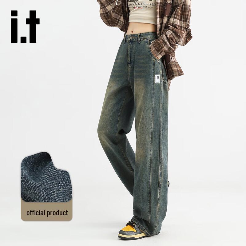 

Женские джинсы Izzue i.t с высокой посадкой, прямые, широкие штанины 2XL