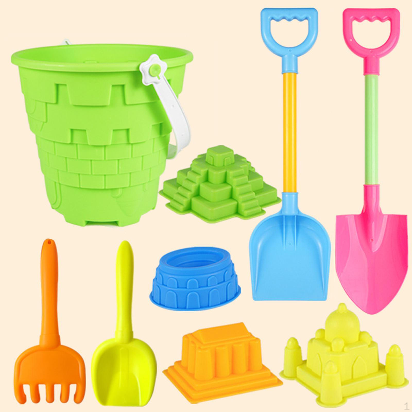 

Игровой набор из 9 предметов для детей с песком - Игрушки для строительства замков Развлечения на открытом воздухе зелёный