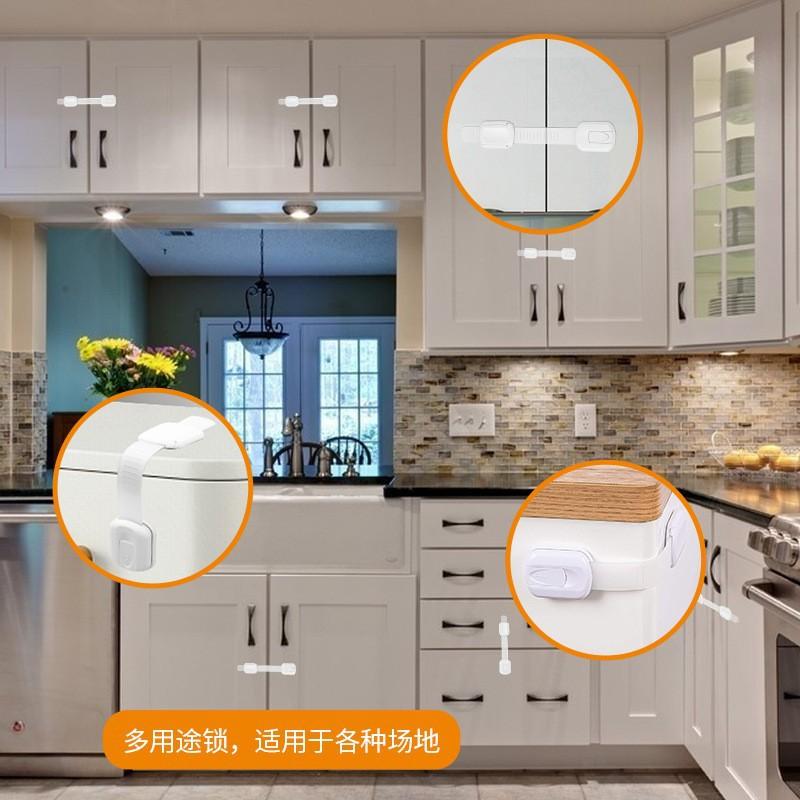 4/8pcs Child Safety Strap Locks Baby Locks for Cabinets and Drawers Toilet Fridge&More Adhesive Pads No Installation Required