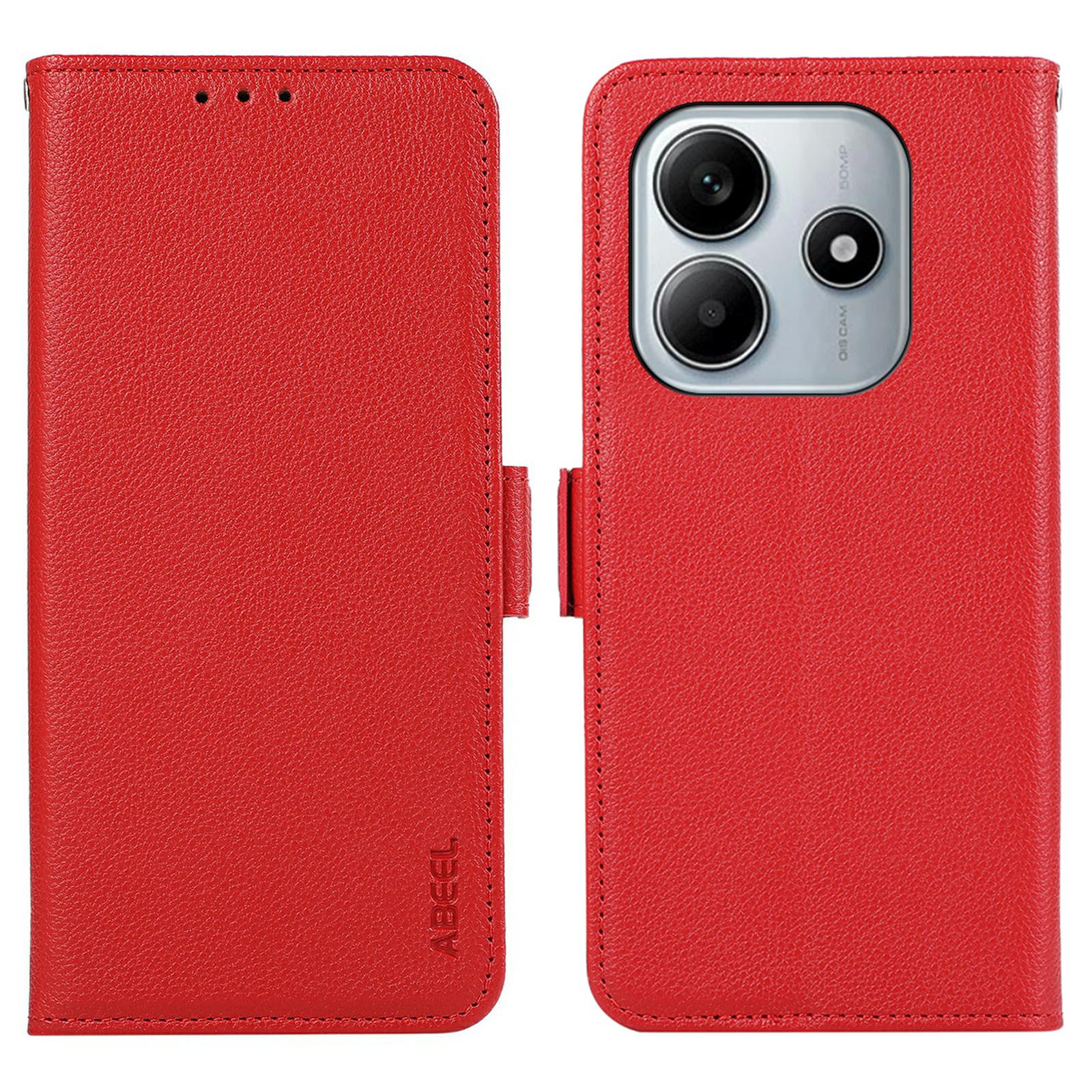 

ABEEL For Xiaomi Redmi Note 14 5G Case Litchi Texture Leather RFID Blocking Phone Cover Red