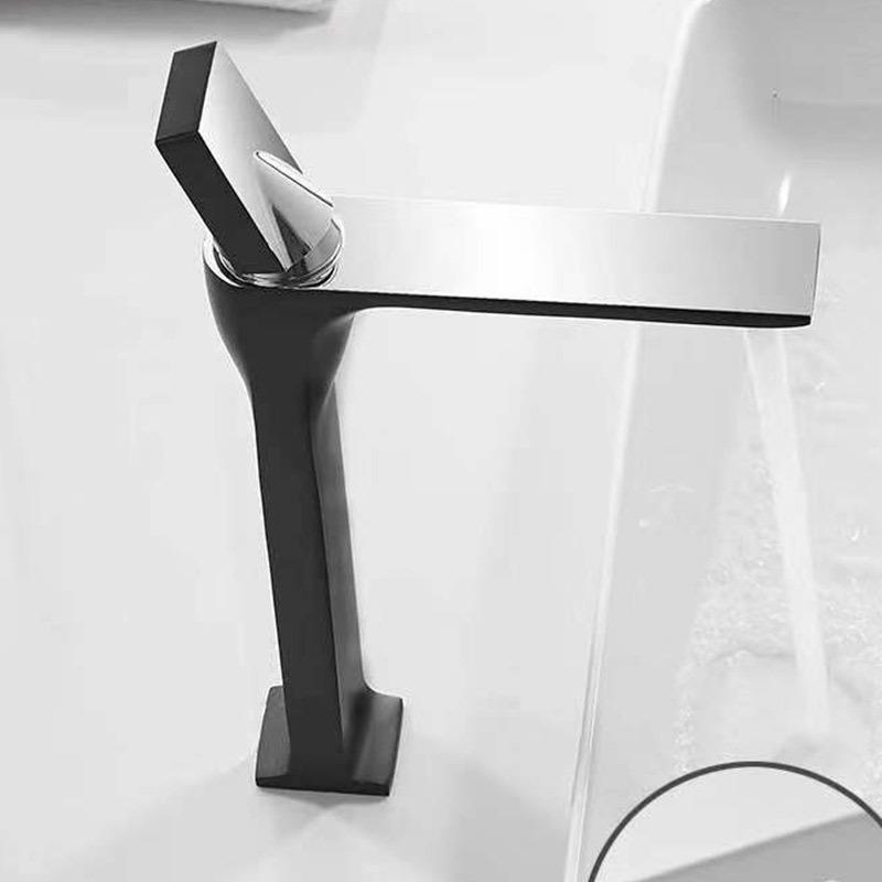 Black Brass Bathroom Tap Hot&Cold Water Mixer Vanity Basin Faucet Deck Mounted Washbasin Taps Single Handle Crane Gun Grey