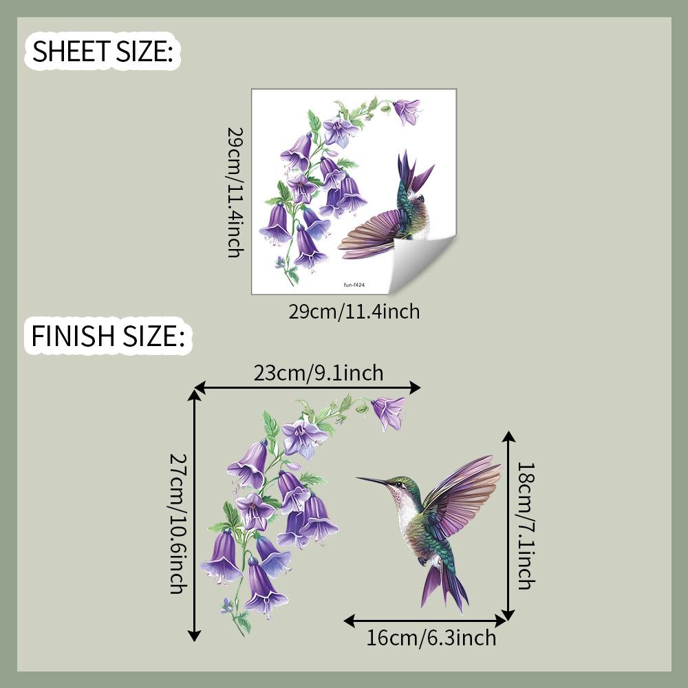 

Фиолетовые ипомеи Маленькие птички, Спальня Гостиная Прихожая Домашний фон Украшение Наклейки на стену