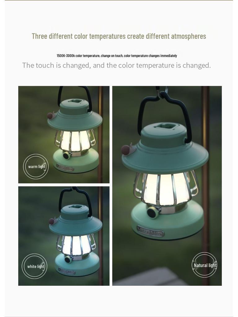 Portable Rechargeable Retro Camping Lantern - Handheld Tent Light & Creative Outdoor Atmosphere Lamp.