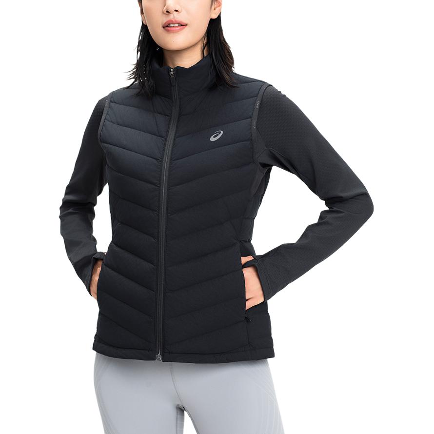 Women's ASICS Down Vests Women's Black Stand Collar Moderate Other