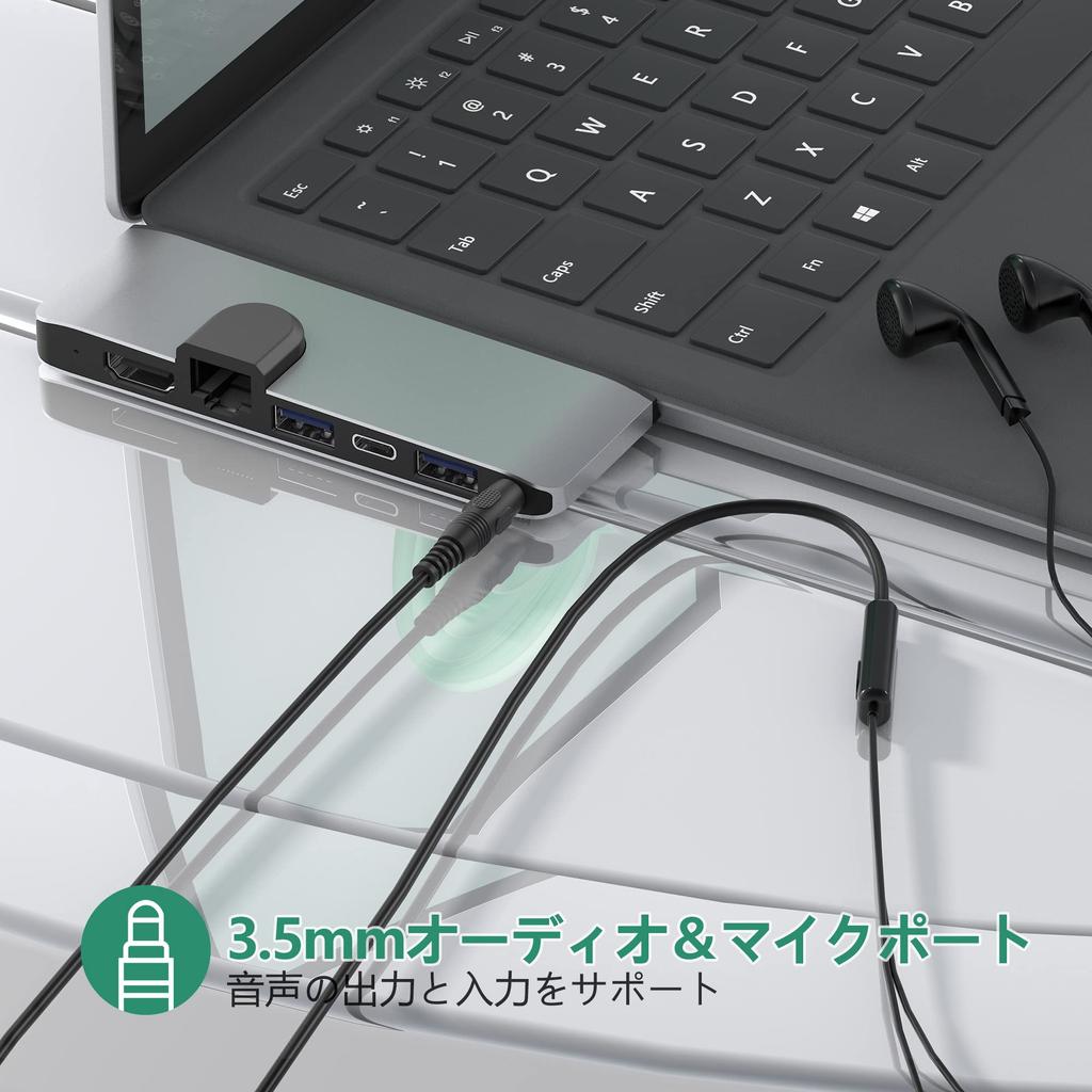 Surface Laptop 5 USB Hub 4K HDMI 100Mbps Ethernet USB Type C Data Transfer SD TF Card Slot Audio Multiport Expansion Microsoft Surface Laptop Laptop