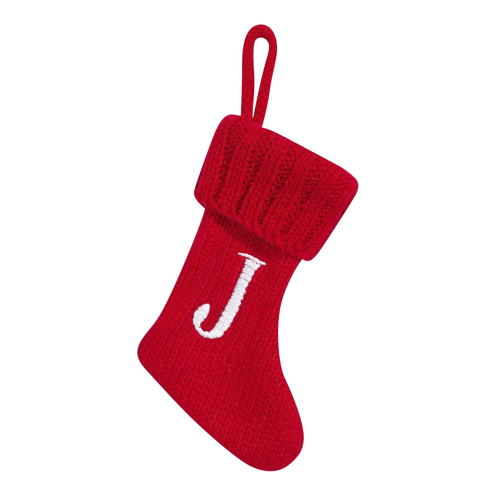 

Рождественские чулки, маленькие вышитые буквы, вязаные рождественские подвесные чулки, украшения, декор для рождественской вечеринки One Size