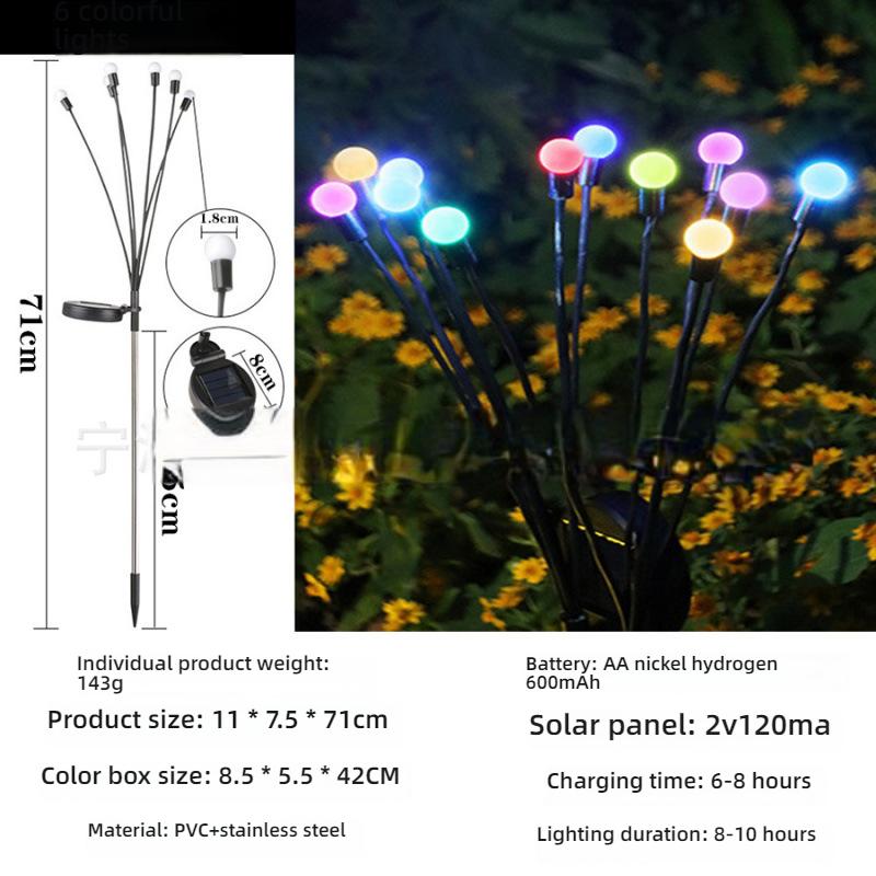 6/8/10 LED Solar Firefly Lights Waterproof Outdoor Garden Pathway Lamp Vibrant Decor Light for Patio Yard Landscape