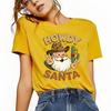 Santa Claus HOWDY SANTA letter printed pattern Tshirt short sleeved round neck versatile Womens Tshirt