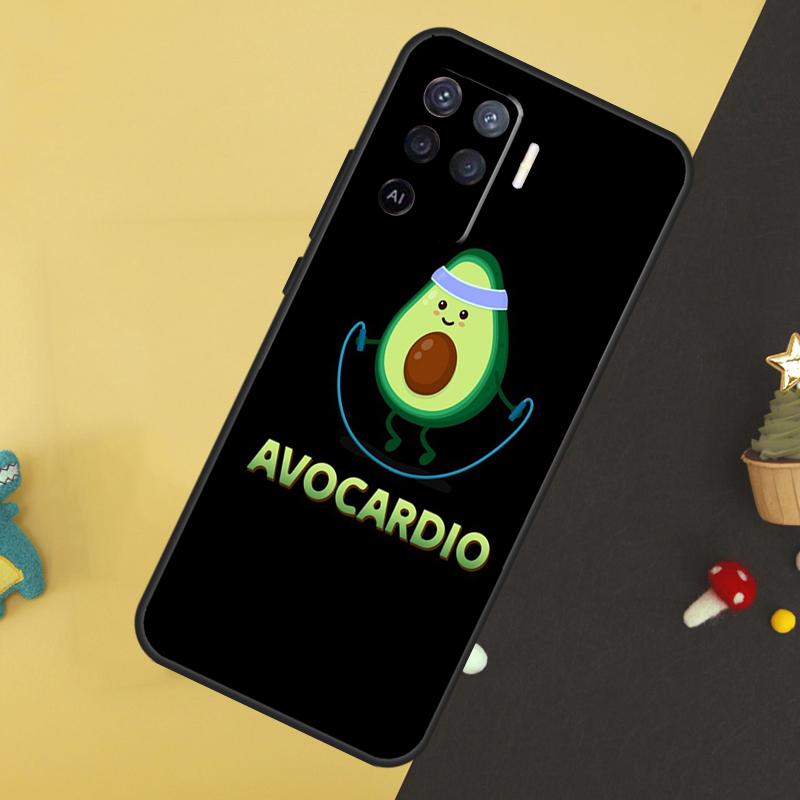 Cute Cartoon Avocado Fitness For OPPO A78 A98 A58 A54 A74 A94 A76 A96 A5 A9 A52 A72 A77 A79 A53S A57S A15 A16 A17 Case
