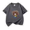 Kids Cotton T Shirt Surprised Girl With Colorful Hair Print Crew Neck Short Sleeve Tee Casual Boys Girls Summer Tops