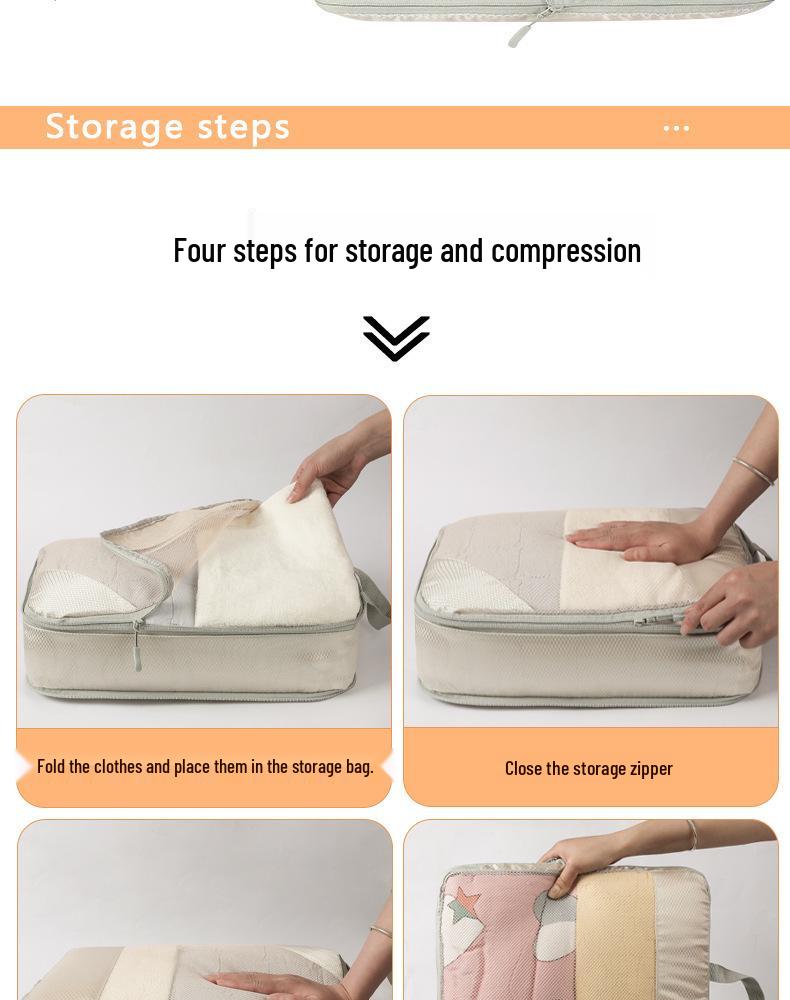 Compression Travel Storage Set: 9-Piece Washable Organizer for Cosmetics, Clothes, Shoes, and Luggage.