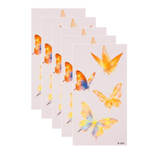 huaqianguhh 5 Sheets Butterfly Tattoo Stickers, Waterproof Temporary Flower Tattoos, Colorful Face Body Tattoos for Parties Night Club Music Festival