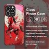 Stilvolle Rote Pferdedruck-Handyhülle aus gehärtetem Glas im chinesischen Stil für iPhone 17 16 Pro Max 15 14 13 12 Mini 11 X XS 7 8 Plus Hülle