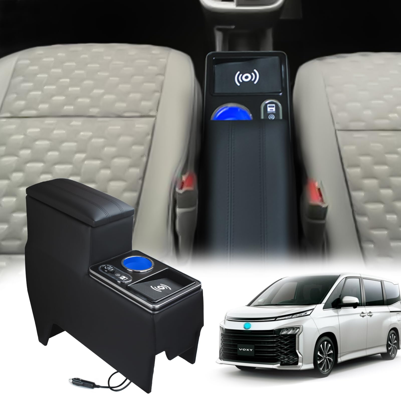 

Console Box for Wireless Storage Customizable Interior Charging Wireless Noah/Voxy (90 Series), Charging, Box, Parts, Anti-Fatigue (USB + Charging)