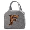 Portable Food Insulation for Traveling  Wood Art Letter Printing Box Picnic Waterproof Oxford Zipper Insulation Lunch Bag