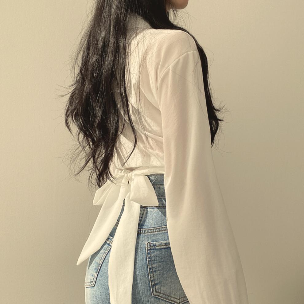 Koreanischer schicker Frühling Fliege Crop Top für Damen